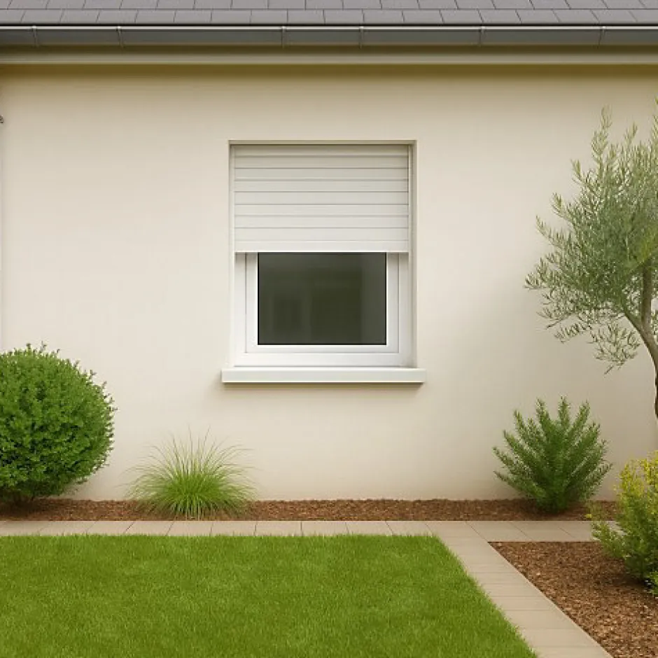 Fenêtre PVC 1 vantail avec volet roulant manivelle H 115 x L 80 cm pour pose en neuf - tirant droit-Gefradis Sale