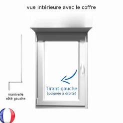 Fenêtre PVC 1 vantail avec volet roulant manivelle H 115 x L 80 cm pour pose en neuf - tirant gauche-Gefradis Best