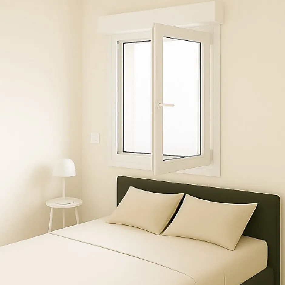 Gefradis Fenêtre PVC 1 vantail avec volet roulant électrique H 125 x L 80 cm pour pose en neuf - tirant droit