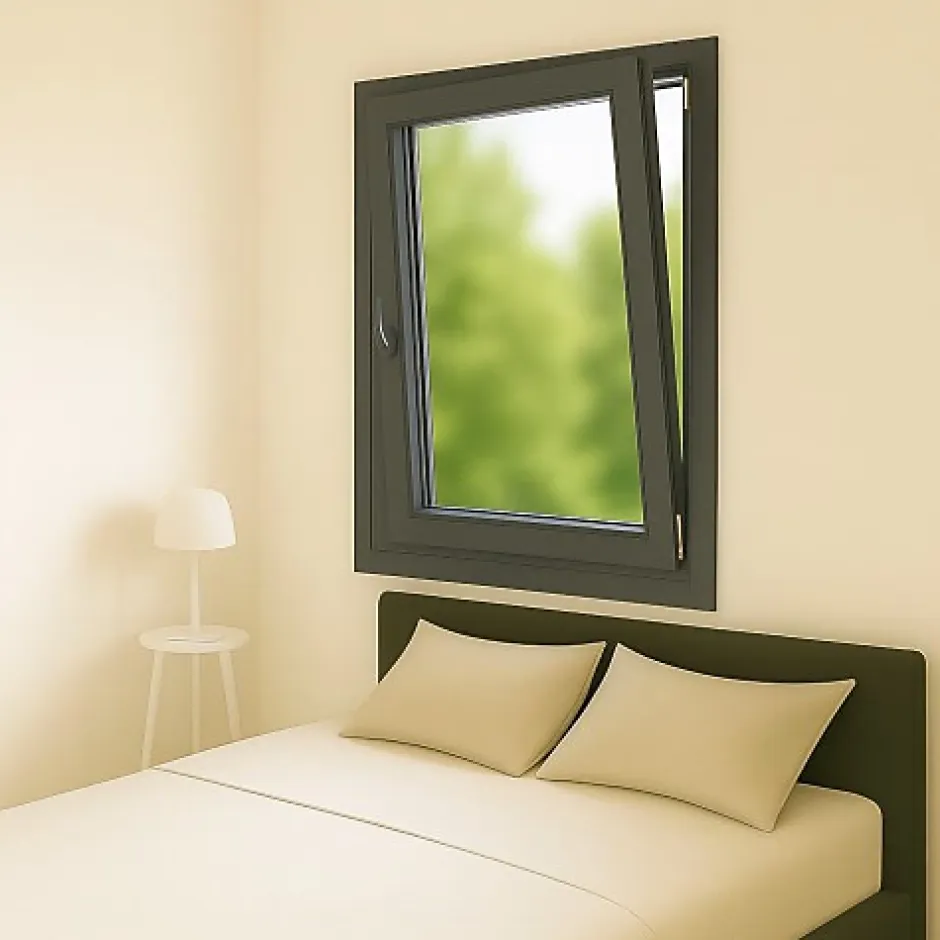 Gefradis Fenêtre PVC 1 vantail H 115 x L 80 cm OB anthracite pour pose en neuf - tirant droit