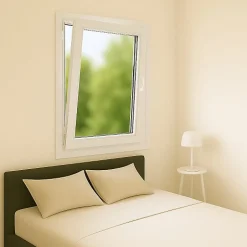 Gefradis Fenêtre PVC 1 vantail H 125 x L 80 cm OB pour pose en neuf avec poignée - tirant gauche