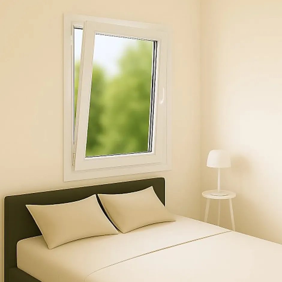 Gefradis Fenêtre PVC 1 vantail H 125 x L 80 cm OB pour pose en neuf avec poignée - tirant gauche