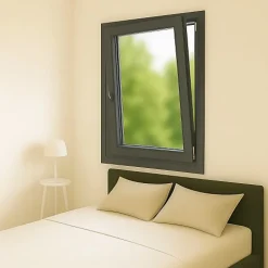 Fenêtre PVC 1 vantail H 95 x L 80 cm OB anthracite pour pose en neuf - tirant droit-Gefradis