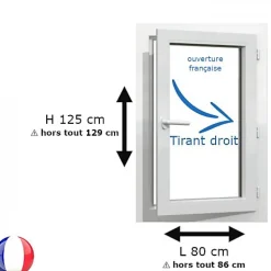 Fenêtre PVC 1 vantail H 125 x L 80 cm OF pour pose en neuf avec poignée - tirant droit-Gefradis Hot