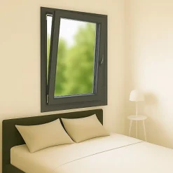 Gefradis Fenêtre PVC 1 vantail H 95 x L 60 cm OB anthracite pour pose en neuf - tirant gauche