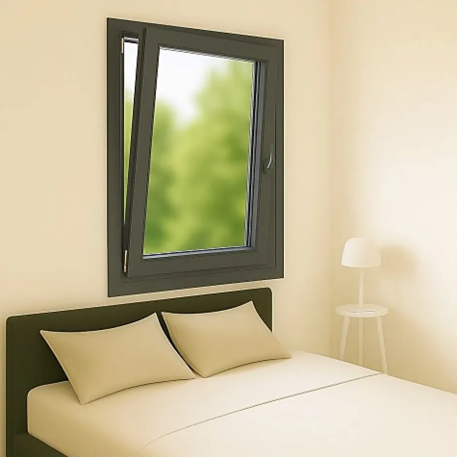 Gefradis Fenêtre PVC 1 vantail H 95 x L 60 cm OB anthracite pour pose en neuf - tirant gauche