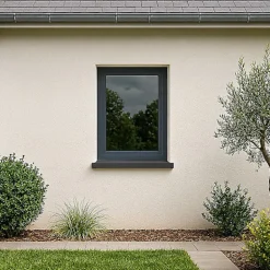 Gefradis Fenêtre PVC 1 vantail H 95 x L 60 cm OB anthracite pour pose en neuf - tirant gauche