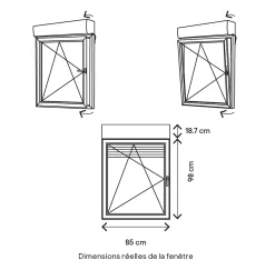 Fenêtre PVC 1 vantail oscillo-battant + volet roulant électrique blanc - l.80 x h.95 cm, tirant gauche-GoodHome New