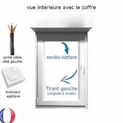 Fenêtre PVC 1 vantail oscillo-battant avec volet roulant électrique H 75 x L 60 cm pour pose en neuf - poignée à droite-Gefradis