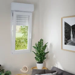 GoodHome Fenêtre PVC 1 vantail oscillo-battant + volet roulant électrique blanc - l.40 x h.75 cm, tirant gauche