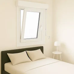 Gefradis Fenêtre PVC 1 vantail oscillo-battant avec volet roulant manivelle H 75 x L 80 cm pour pose en neuf - tirant gauche