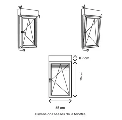 GoodHome Fenêtre PVC 1 vantail oscillo-battant + volet roulant électrique blanc - l.60 x h.95 cm, tirant droit