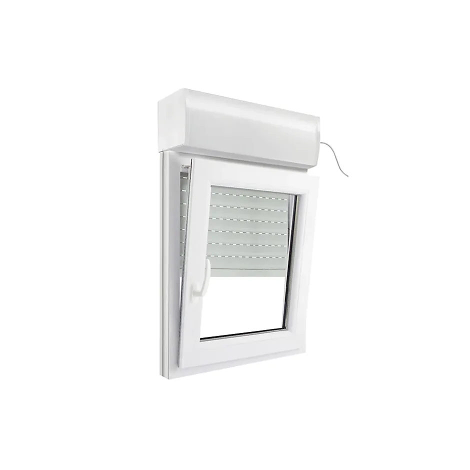 GoodHome Fenêtre PVC 1 vantail oscillo-battant + volet roulant électrique blanc - l.60 x h.75 cm, tirant droit