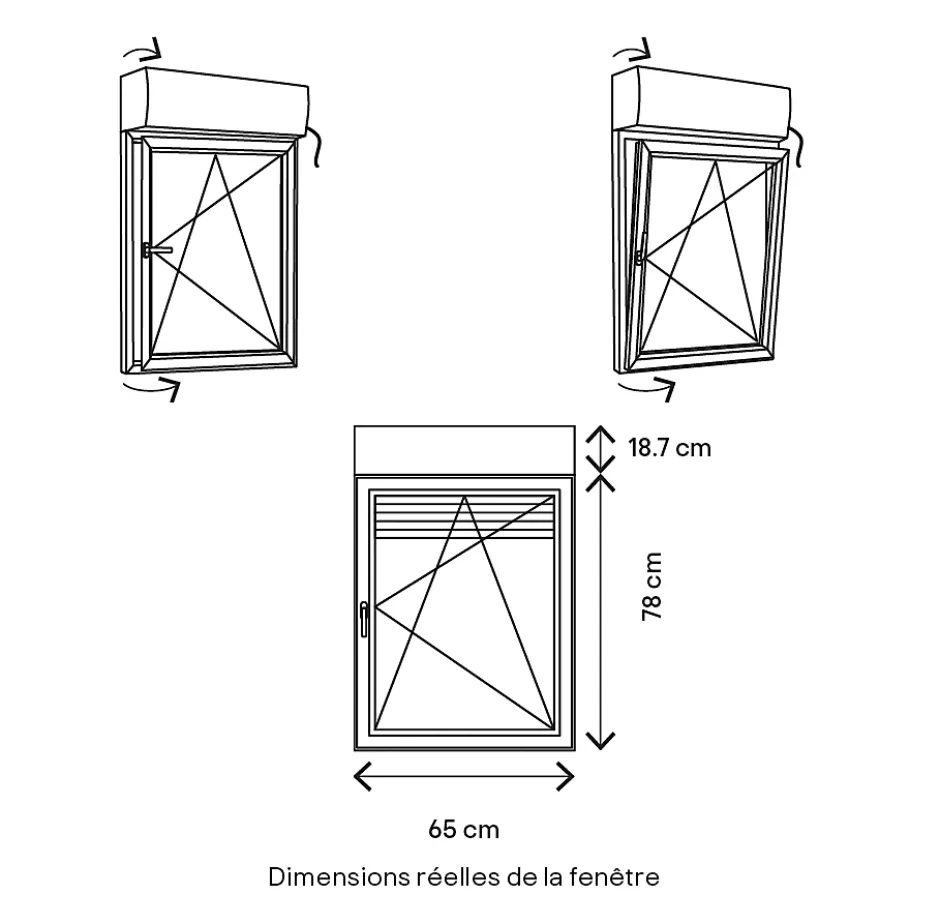 GoodHome Fenêtre PVC 1 vantail oscillo-battant + volet roulant électrique blanc - l.60 x h.75 cm, tirant droit