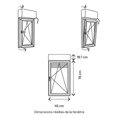 GoodHome Fenêtre PVC 1 vantail oscillo-battant + volet roulant électrique blanc - l.40 x h.75 cm, tirant droit