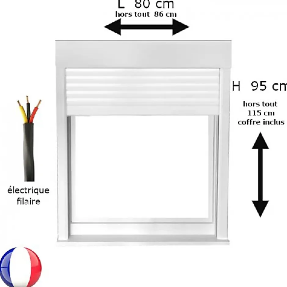 Fenêtre PVC 1 vantail oscillo-battant avec volet roulant électrique H 95 x L 80 cm pour pose en neuf - tirant droit-Gefradis Discount