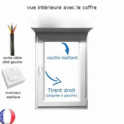 Fenêtre PVC 1 vantail oscillo-battant avec volet roulant électrique H 95 x L 80 cm pour pose en neuf - tirant droit-Gefradis Discount