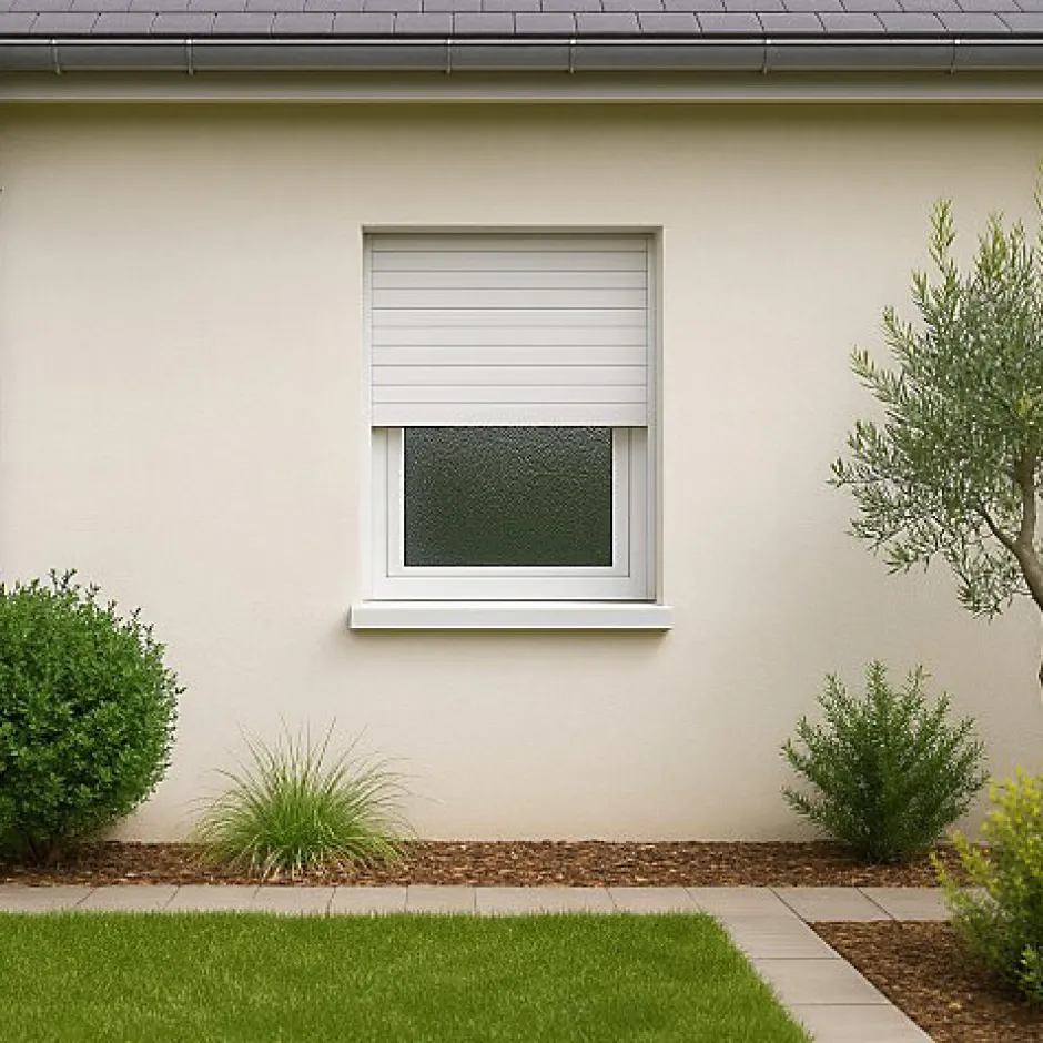 Fenêtre PVC 1 vantail oscillo-battant avec volet roulant électrique H 95 x L 80 cm pour pose en neuf - tirant droit-Gefradis Discount