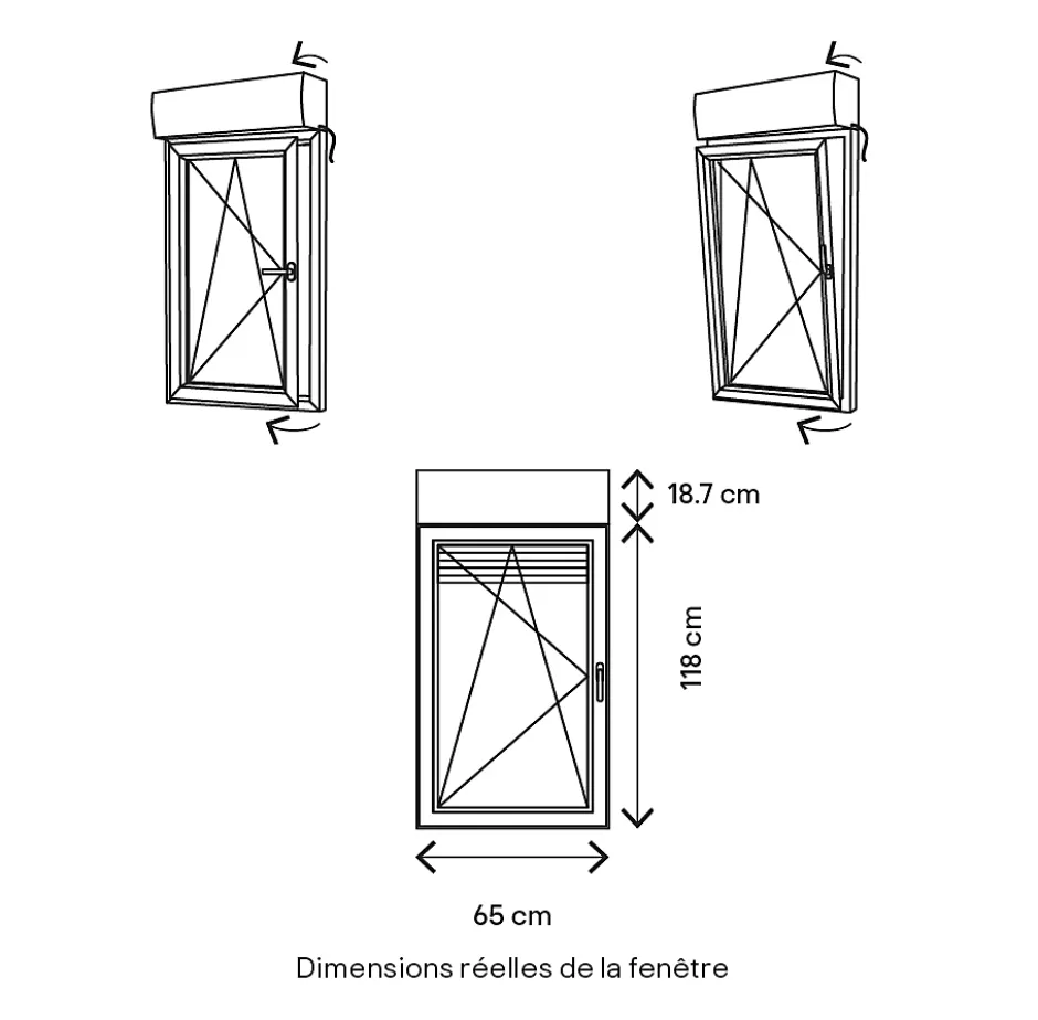 GoodHome Fenêtre PVC 1 vantail oscillo-battant + volet roulant électrique blanc - l.60 x h.115 cm, tirant gauche