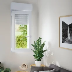 Fenêtre PVC 1 vantail oscillo-battant + volet roulant électrique blanc - l.80 x h.95 cm, tirant droit-GoodHome Sale