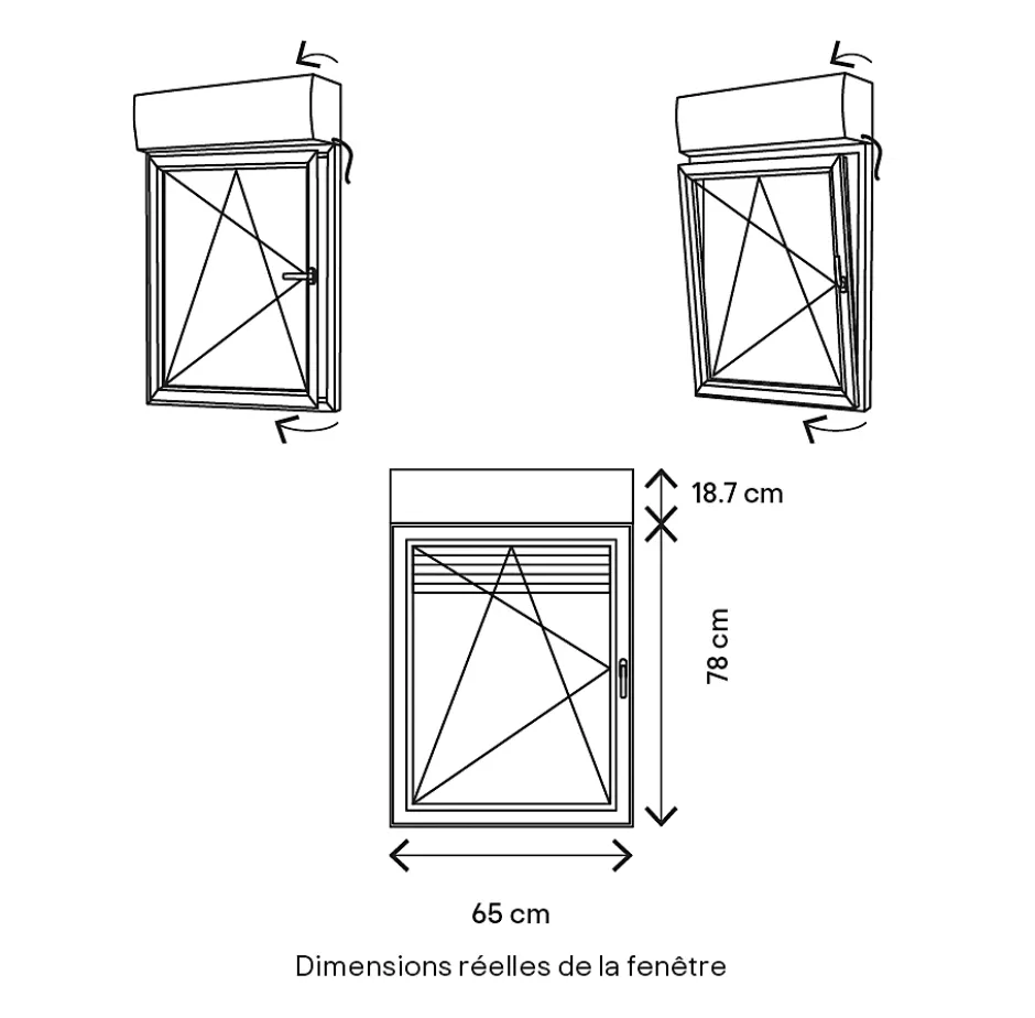 Fenêtre PVC 1 vantail oscillo-battant + volet roulant électrique blanc - l.60 x h.75 cm, tirant gauche-GoodHome Outlet