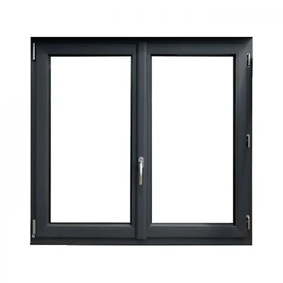 Gefradis Fenêtre PVC 2 vantaux H 145 x L 100 cm OB anthracite pour pose en neuf avec poignée