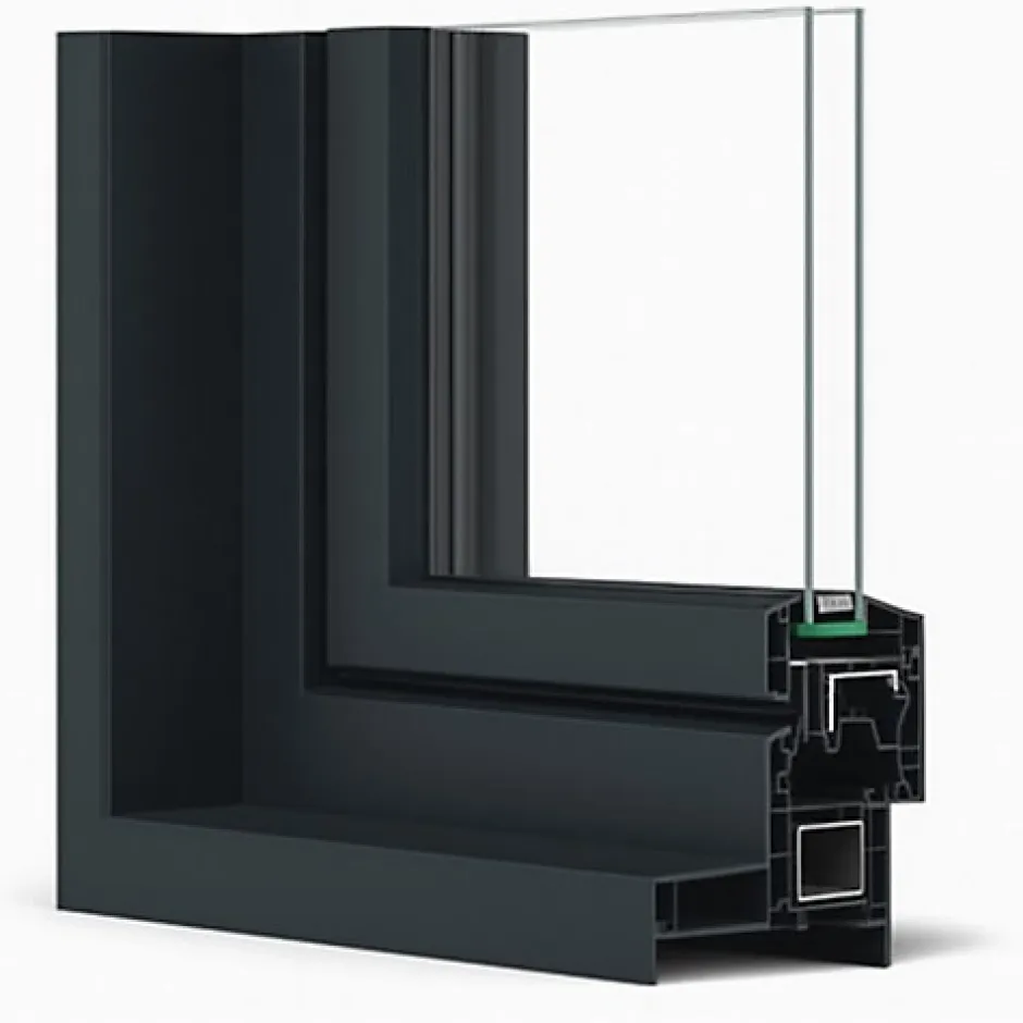 Fenêtre PVC 2 vantaux H 95 x L 120 cm OB anthracite pour pose en neuf avec poignée-Gefradis Sale