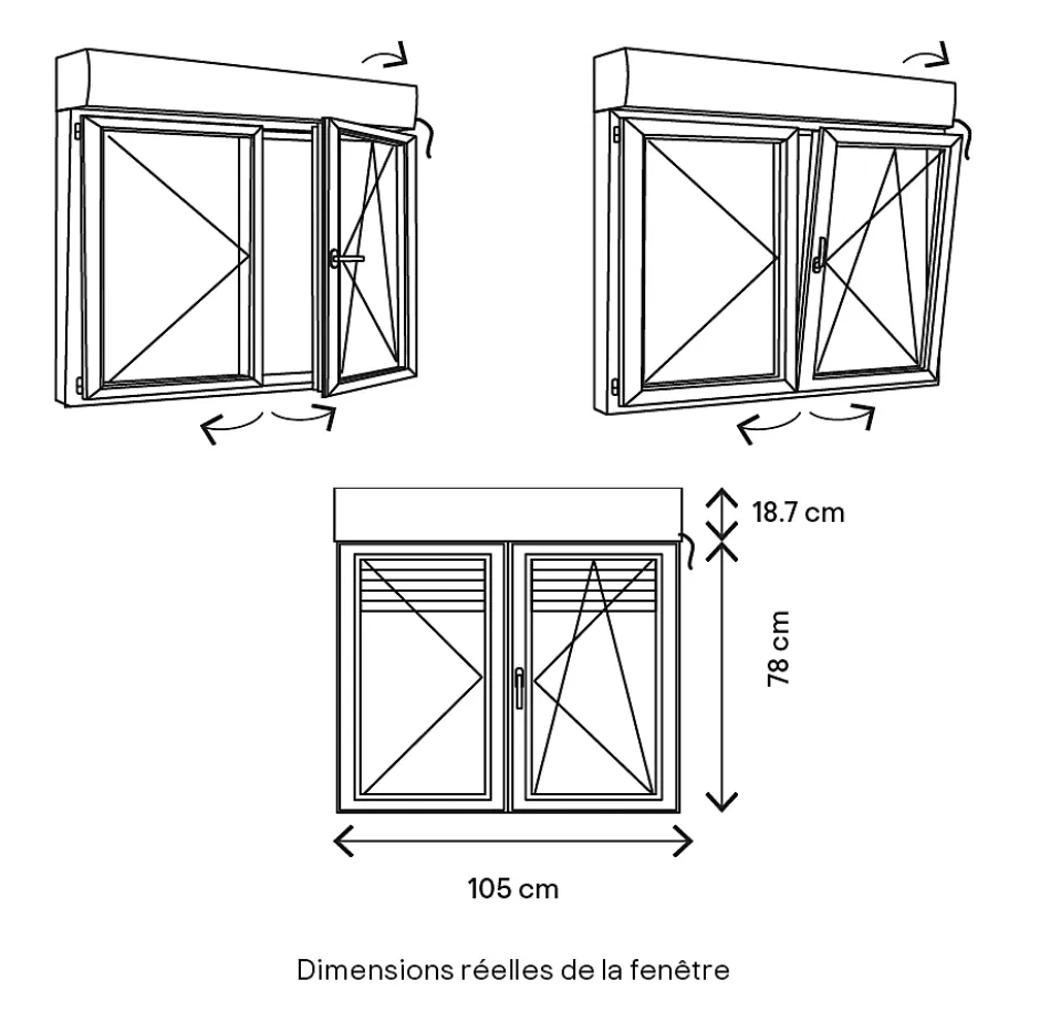 GoodHome Fenêtre PVC 2 vantaux oscillo-battant + volet roulant électrique blanc - l.100 x h.75 cm
