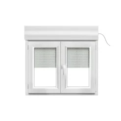 GoodHome Fenêtre PVC 2 vantaux oscillo-battant + volet roulant électrique blanc - l.100 x h.75 cm
