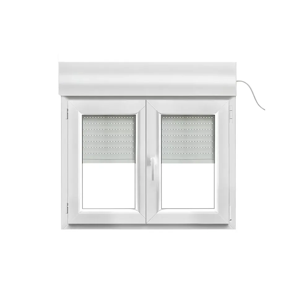GoodHome Fenêtre PVC 2 vantaux oscillo-battant + volet roulant électrique blanc - l.100 x h.75 cm