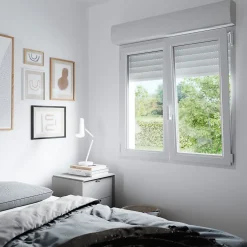 GoodHome Fenêtre PVC 2 vantaux oscillo-battant + volet roulant électrique blanc - 100 x h.155 cm