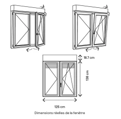Fenêtre PVC 2 vantaux oscillo-battant + volet roulant électrique blanc - l.120 x h.135 cm-GoodHome Clearance