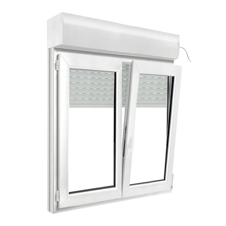 Fenêtre PVC 2 vantaux oscillo-battant + volet roulant électrique blanc - l.120 x h.135 cm-GoodHome Clearance