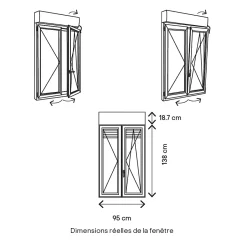 Fenêtre PVC 2 vantaux oscillo-battant + volet roulant électrique blanc - 90 x h.135 cm-GoodHome Hot
