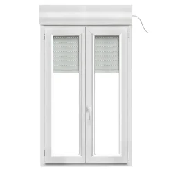 Fenêtre PVC 2 vantaux oscillo-battant + volet roulant électrique blanc - 90 x h.135 cm-GoodHome Hot