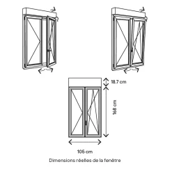 Fenêtre PVC 2 vantaux oscillo-battant + volet roulant électrique blanc - l.100 x h.165 cm-GoodHome Outlet