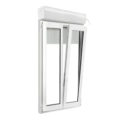 Fenêtre PVC 2 vantaux oscillo-battant + volet roulant électrique blanc - l.100 x h.165 cm-GoodHome Outlet