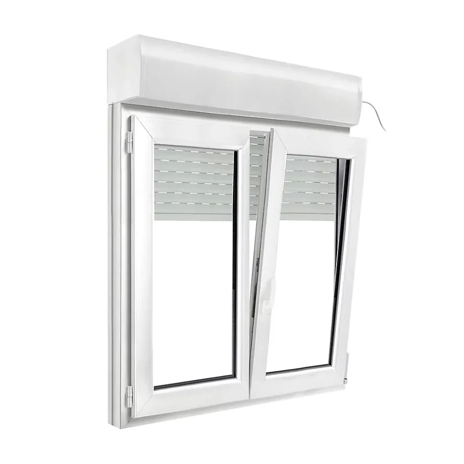Fenêtre PVC 2 vantaux oscillo-battant + volet roulant électrique blanc - l.100 x h.105 cm-GoodHome Discount