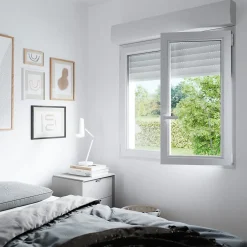 Fenêtre PVC 2 vantaux oscillo-battant + volet roulant électrique blanc - l.100 x h.105 cm-GoodHome Discount