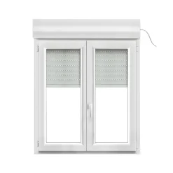 Fenêtre PVC 2 vantaux oscillo-battant + volet roulant électrique blanc - l.100 x h.105 cm-GoodHome Discount