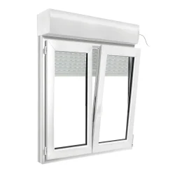 GoodHome Fenêtre PVC 2 vantaux oscillo-battant + volet roulant électrique blanc - l.120 x h.125 cm