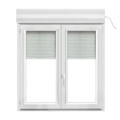 GoodHome Fenêtre PVC 2 vantaux oscillo-battant + volet roulant électrique blanc - l.120 x h.125 cm