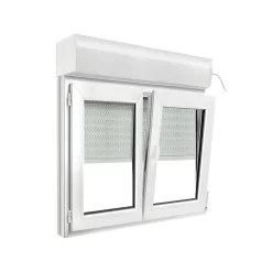 Fenêtre PVC 2 vantaux oscillo-battant + volet roulant électrique blanc - l.100 x h.95 cm-GoodHome Hot