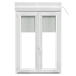GoodHome Fenêtre PVC 2 vantaux oscillo-battant + volet roulant électrique blanc - l.100 x h.135 cm