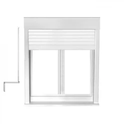 Gefradis Fenêtre PVC 2 vantaux oscillo-battant avec volet roulant manivelle H 175 x L 100 cm pour pose en neuf