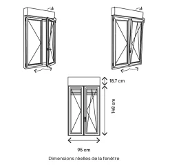 GoodHome Fenêtre PVC 2 vantaux oscillo-battant + volet roulant électrique blanc - 90 x h.145 cm