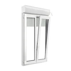 GoodHome Fenêtre PVC 2 vantaux oscillo-battant + volet roulant électrique blanc - 90 x h.145 cm