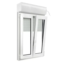 GoodHome Fenêtre PVC 2 vantaux oscillo-battant + volet roulant électrique blanc - l.80 x h.125 cm