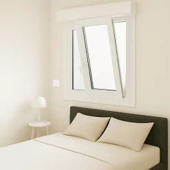 Fenêtre PVC 2 vantaux oscillo-battant avec volet roulant électrique H 115 x L 150 cm pour pose en neuf-Gefradis Hot