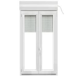 Fenêtre PVC 2 vantaux oscillo-battant + volet roulant électrique blanc - l.80 x h.135 cm-GoodHome Online